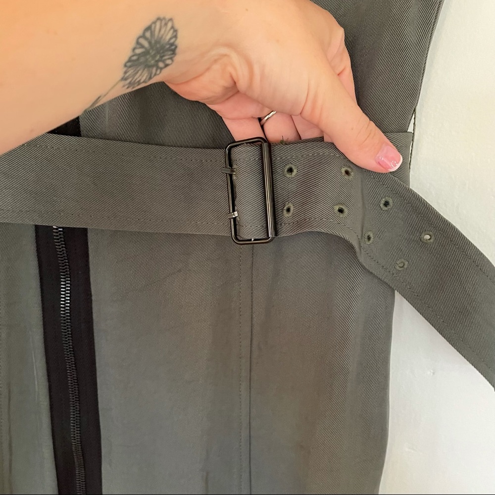 Alexander Wang Twill Olive Green Military Sheath Zipper Designer Dress 4 - Picture 4 of 11